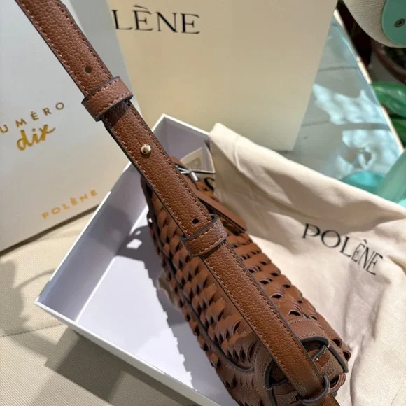 Polene Brown Woven Crescent Shoulder Bag - Picture 6 of 8